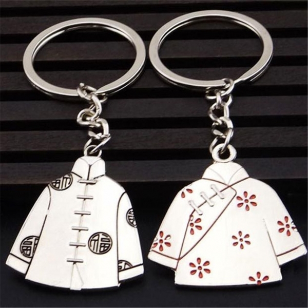 Mr Mrs In Chinese Costumes Silver Metal Couple Keyrings Set Lovers Key Chains