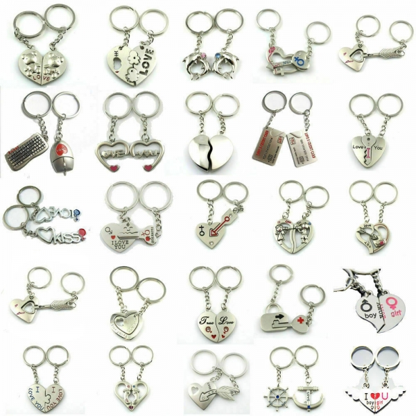 2pc I Love You Love Heart Cupid Arrow Couples Keyring Set Lovers Puzzle Keychain A Pair