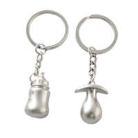 Baby Feeding Bottle Tummy Silver Metal Couple Keyrings Lovers Puzzle Key Chains Novelty Gift Present