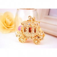 Gold Royal Carriage Crystal Diamante Rhinestone Bag Charms Handbag Keyrings Pendant Key Chain