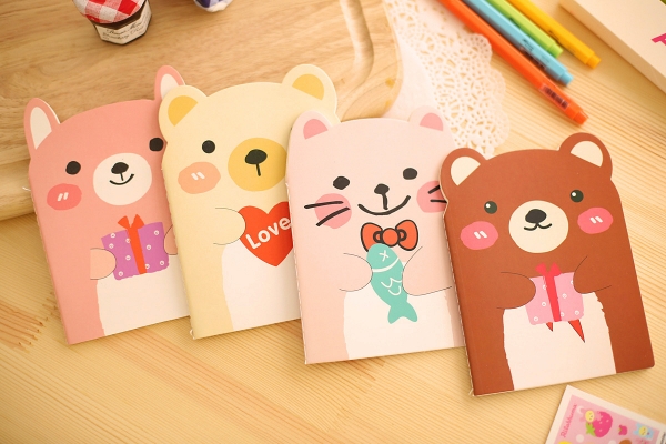 Cute Bears Cats Animals Shaped A6 Notebooks Small Notepads Pocket Memo Note Pads