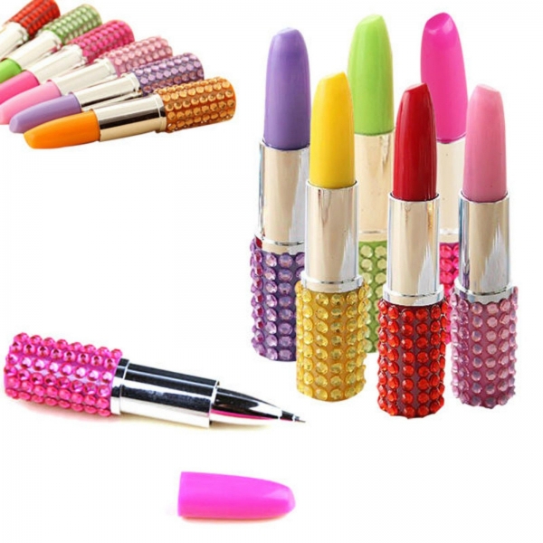 Diamante Red Lipstick Novelty Ballpoint Gel Pens Cute Funky School Supply Party Gift Bag Fillers