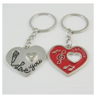 Love Hearts Music Note Silver Metal Couple Keyrings Set Lovers Puzzle Key Chains