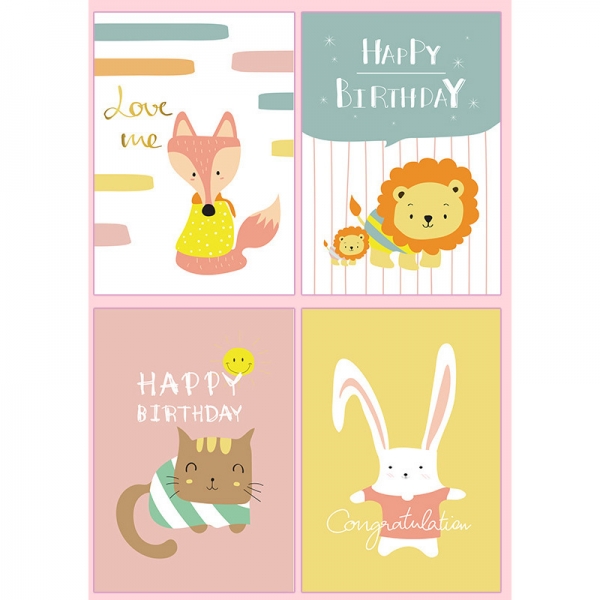 4pk Woodland Animals Cat Rabbit Fox Lion Cute Mini Notebooks Small Memo Pads