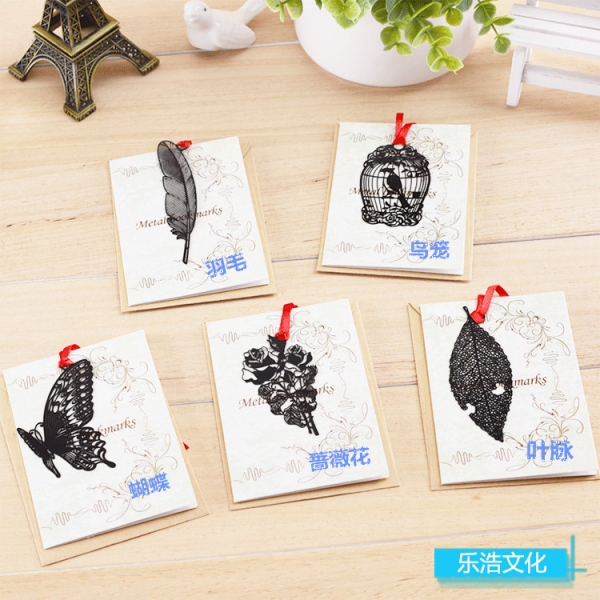 Black Butterfly Flower Bird Feather Leaf Metal Bookmarks Book Markers Readers Gift