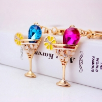 Cocktail Drink Shaped Crystal Diamante Rhinestone Bag Charms Handbag Keyrings