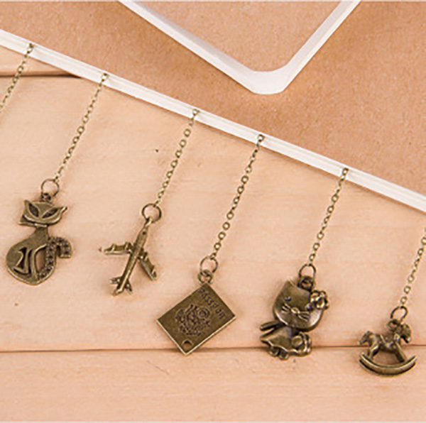 Vintage Style Metal Copper Cute Bookmarks With Chain Book Markers Gift For Readers