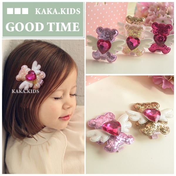 Cute Bling Bling Glitter Angel Bear Hair Clip