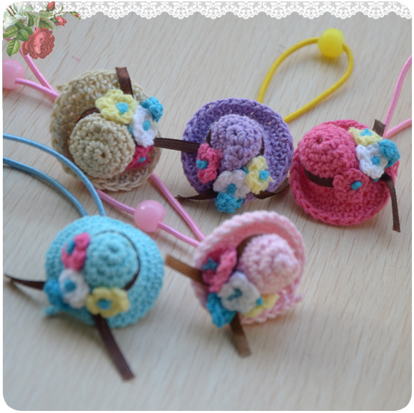 Cute Handmade Knitted Floppy Hat Hair Elastic Band