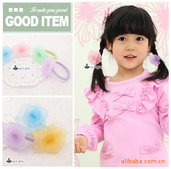 Gauzy Effect Rose Flower Hair Elastic Band