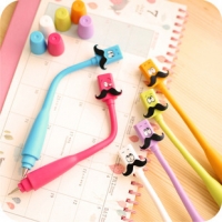 Novelty Bendable Funky Mr Moustaches Ballpoint Pen