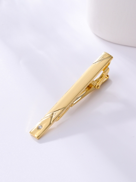 T1-15-010 Mens Metal Silver Gold Tie Clip