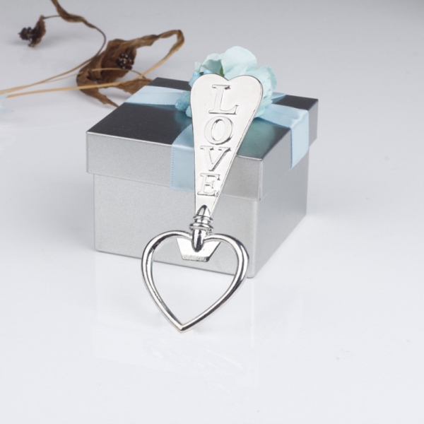 Love Heart Cupid Arrow Silver Metal Bottle Opener