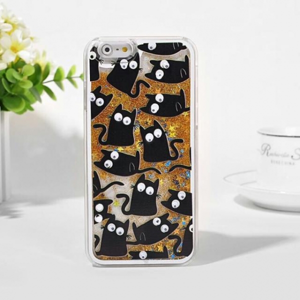 Glitter Liquid - Black Cats iPhone 10 iPhone X Phone Case