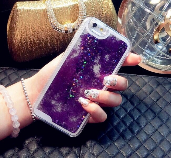 Glitter Liquid - Floating Stars Purple iPhone 12 and 12 Pro Phone Case