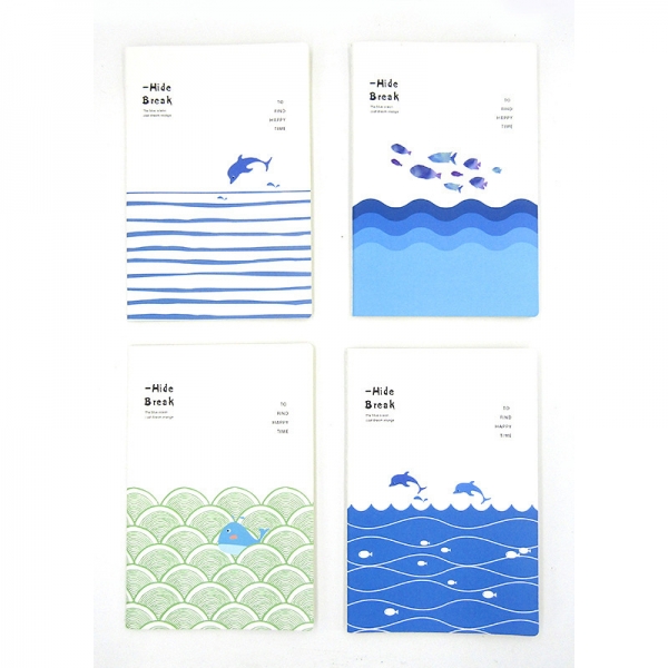 Little Red Girl Blue Whale A5 Cute Notebooks Lined Note Books Large Notepads