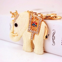 Large White Elephant Crystal Diamante Rhinestone Bag Charms Handbag Keyrings Pendant Key Chain