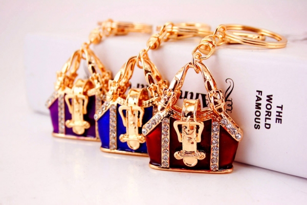Vintage Style Handbag Shape Crystal Diamante Bag Charm Pendant Keyring