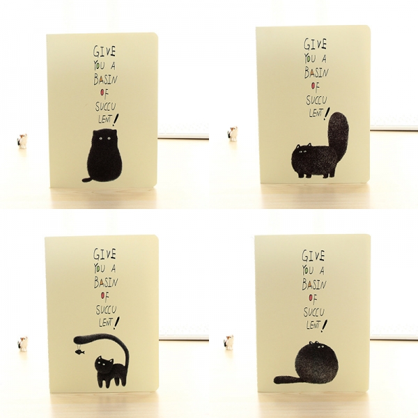 Funny Black Kitten Cats B5 Size Large Notebooks Notepads Note Books Notes Pad