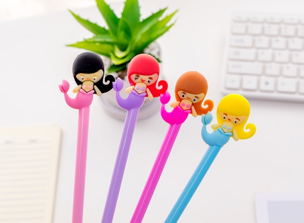 4pk Little Mermaid Girls Novelty Ballpoint Gel Pens Cute Kids Party Gift Bag Fillers