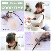 Cute Pompom Ball Decorated with Peacock Feather Headband