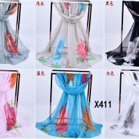 160 50cm Flower Floral Fashion Ladies Scarves Chiffon Scarf Womens Shawls X411