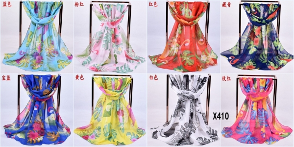 160 50cm Birds Flamingo Flower Floral Fashion Ladies Scarves Chiffon Scarf Womens Shawls X410