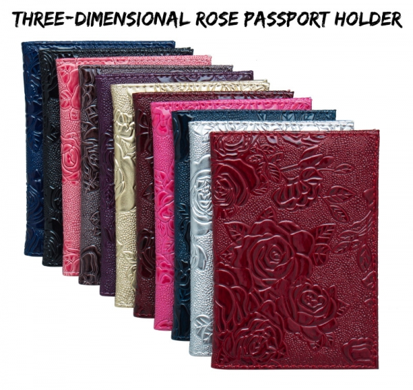 Luxury Rose Flowers Patterned Coloured Floral PU Leather Passport Cover Travel ID Wallet