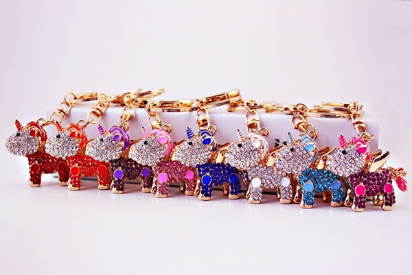 Unicorn Pegasus Crystal Diamante Rhinestne Bag Charms Handbag Keyrings Pendant