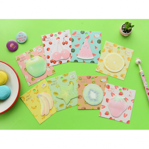 8pk Summer Fruits Apple Banana Strawberry Cherry Watermelon Sticky Notes Pad