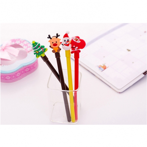 4pk Christmas Tree Santa Claus Reindeer Snowman Ballpoint Gel Pens Xmas Stocking