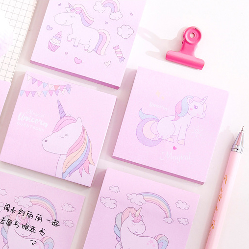Rainbow Unicorn Pink Sticky Notes Pad Memo Index Tab Page Markers