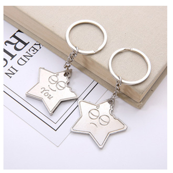 Mr Mrs Stars Silver Couple Keyrings Lovers Puzzle Metal Keyring Set A Pair