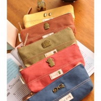 Cute Retro Vintage Style Canvas Pencil Cases Cosmetics Make Up Bags Pen Pouches