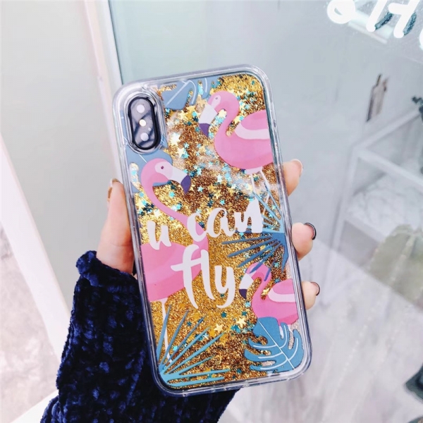 Glitter Liquid - Flamingo B iPhone XS MAX Phone Case
