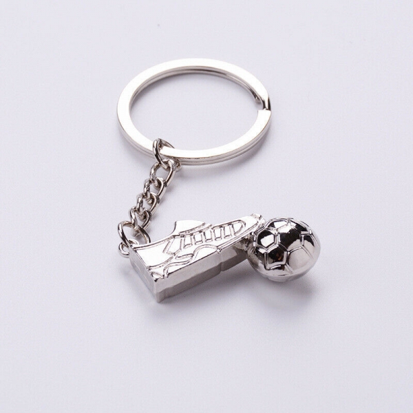 Football Shoe Sneaker Ball Silver Metal Keyring World Cup Football Fans Gift