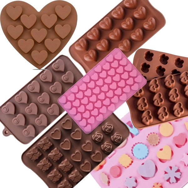 Love Hearts Rose Flowers Silicone Mould Chocolate Fondant Jelly Ice Cube Mold