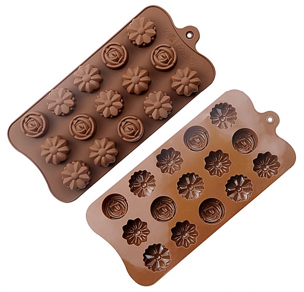 15 Rose Flowers Silicone Mould Chocolate Fondant Jelly Ice Cube Mold