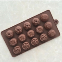 15 Flowers Rose Sunflower Silicone Mould Chocolate Fondant Jelly Ice Cube Mold