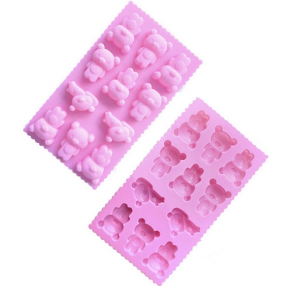 11 Adorable Bears Pink Silicone Mould Chocolate Fondant Jelly Ice Cube Mold
