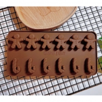 12 Gingerbread Man Candy Cane Silicone Mould Chocolate Fondant Jelly Ice Cube