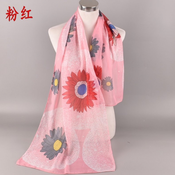Large Daisy Flowers Fashion Floral Ladies Scarves Chiffon Scarf Womens Shawls X475