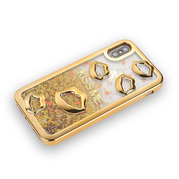 Glitter Liquid Sexy Lips Gold iPhone 6 Plus 6S Plus Phone Case