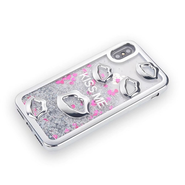 Glitter Liquid Sexy Lips Silver iPhone 6 Plus 6S Plus Phone Case