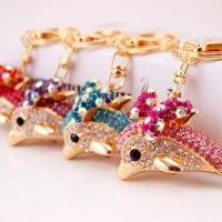 Dolphin Sealife Animals Crystal Diamante Bag Charms Handbag Keyrings Pendant