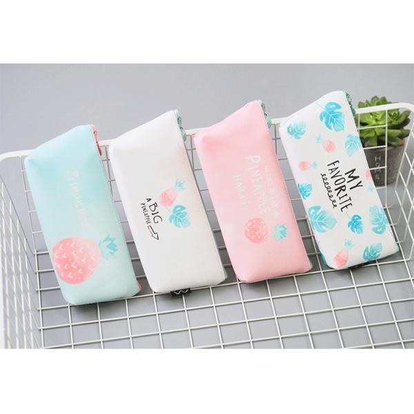 Pineapple Fruits Plastic Pencil Cases Cute Cosmetics Make Up Bags Pen Pouches