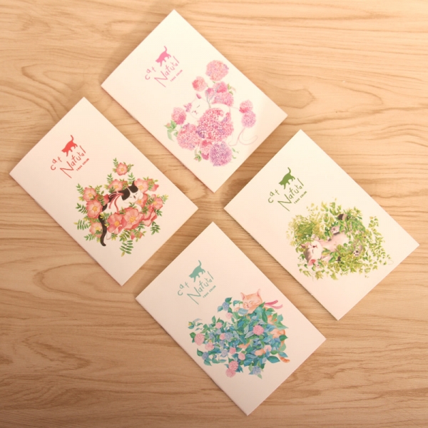 4pk Kitten Cats In Garden Flowers Mini Notebooks Small Notepads Pocket Memo Pads