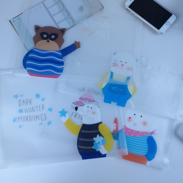 Garden Animals Fashion A4 Plastic Document Wallets Zipper File Folders