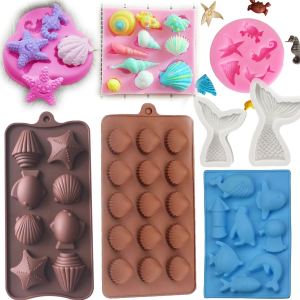 Shells Starfish Fish Silicone Sugarcraft Mould Chocolate Fondant Jelly Mold