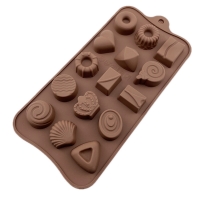 15 Hearts Pudding Shell Silicone Mould Chocolate Fondant Jelly Ice Cube Mold